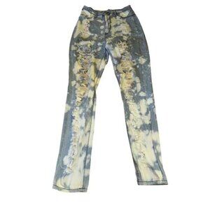 Tie-Dye Distressed Light Wash Denim Jeans Size 15 By Aphrodite Bleached Ripped